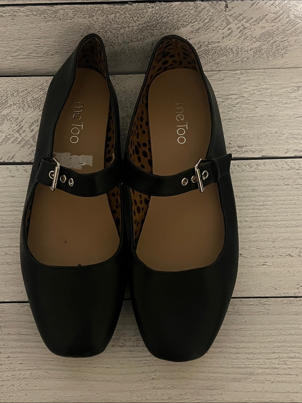 me too Black Mary Jane Style Flats with Buckle Strap
